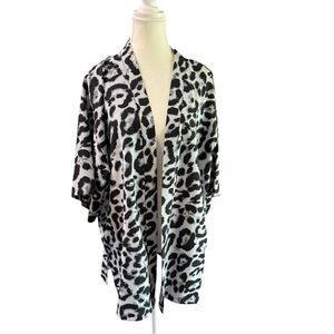 One Size Black & White Animal Print Kimono Cardigan